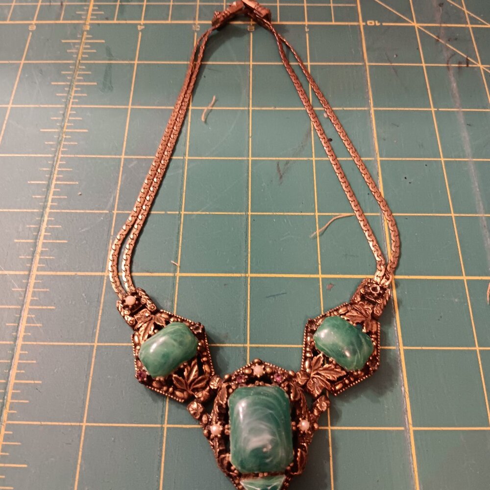 Vintage ornate selro necklace And Earrings